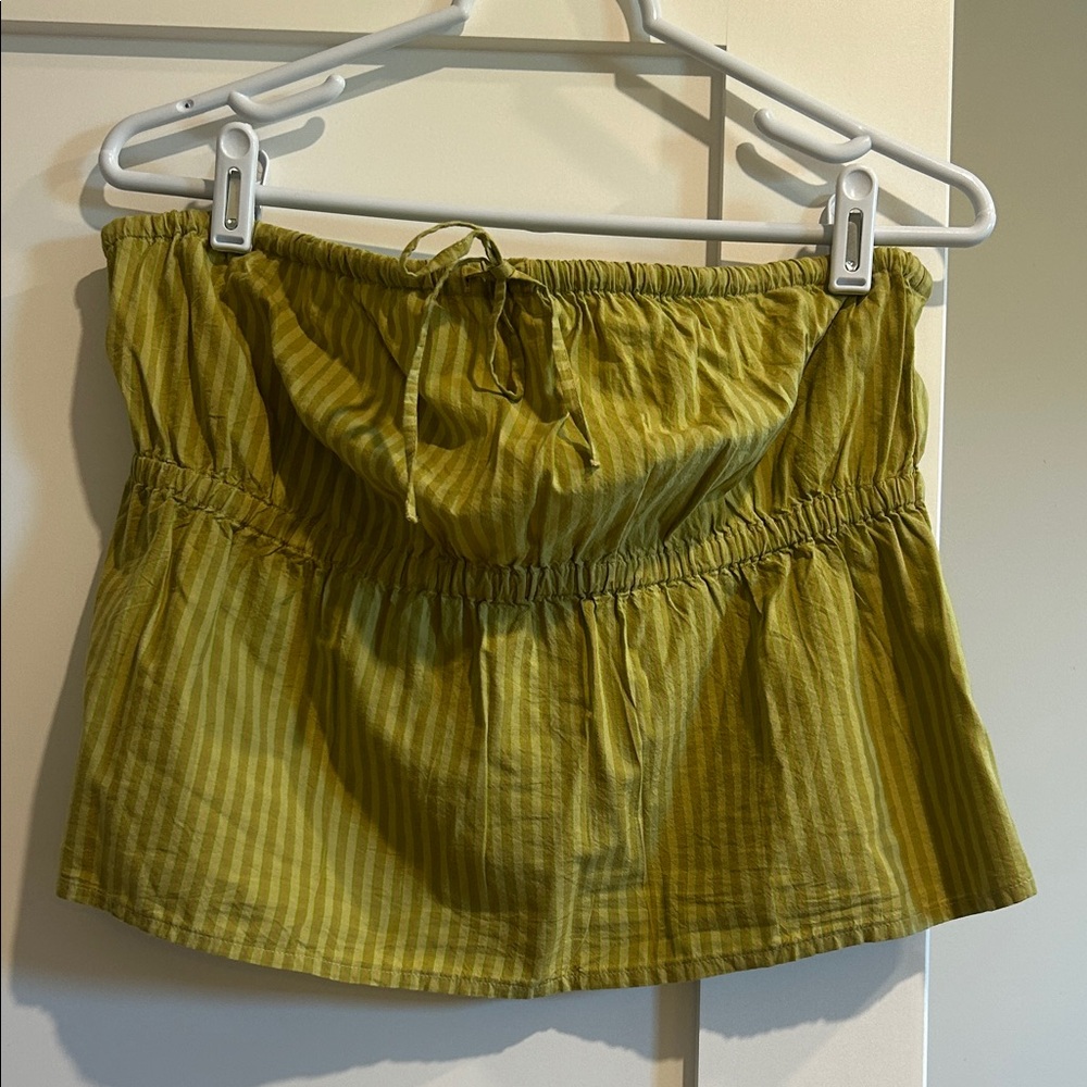 RVCA Olive Green Striped Tube Top